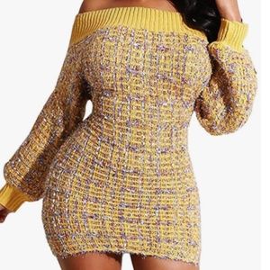 Yellow off the shoulder dress size small